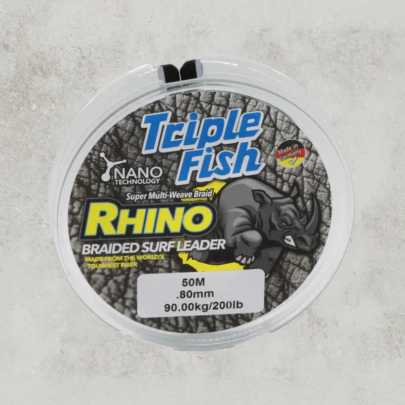 TripleFish Rhino Braid Leader – 50m, 0.80mm, 200lb, Camouflage Green