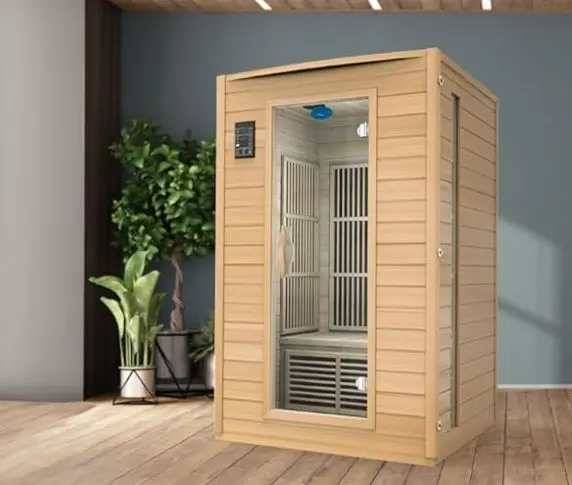Two-Person Infrared Carbon Sauna with Canadian Hemlock Construction – 1700W Heating & Integrated Premium Audio System