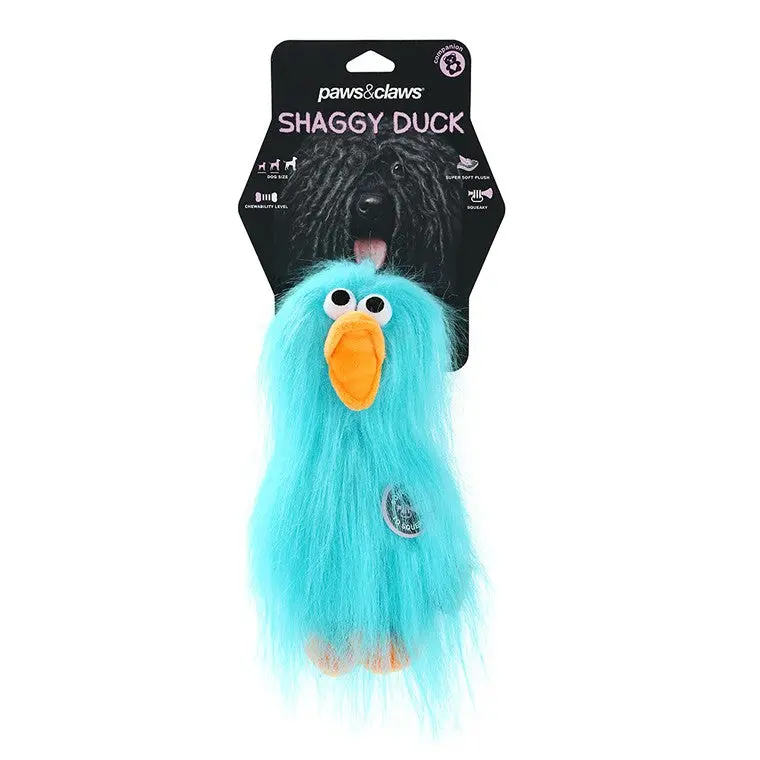 Ultra-Soft Shaggy Duck Plush Toy in Aqua