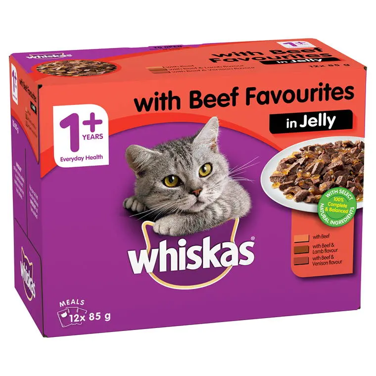Whiskas Wet Cat Food – Beef in Jelly (12 x 85g)