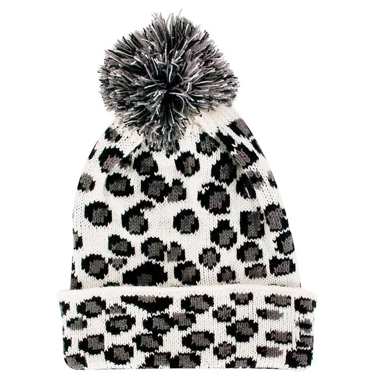 Women’s Thermal Animal-Print Heat-Control Beanie – White
