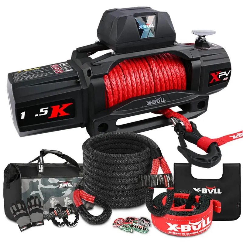 X-BULL All-in-One 4WD Recovery Kit: 14,500 LB Electric Winch + Kinetic Rope – 12V Off-Road Solution