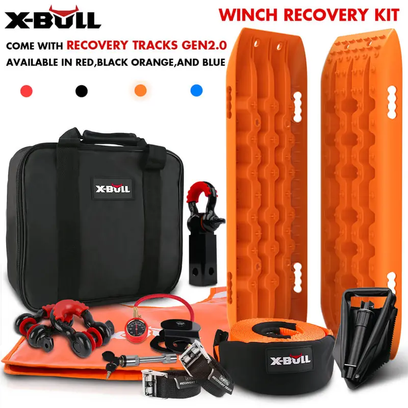 X-Bull Gen 2 Off-Road Winch Recovery Kit – Snatch Strap + Traction Boards