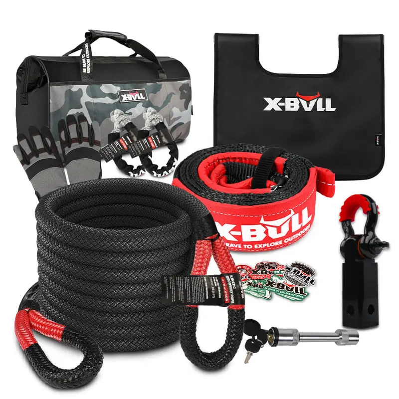 X-BULL Kinetic Recovery Rope Kit with 5-Ton Hitch Receiver – Off-Road Towing & Extraction System